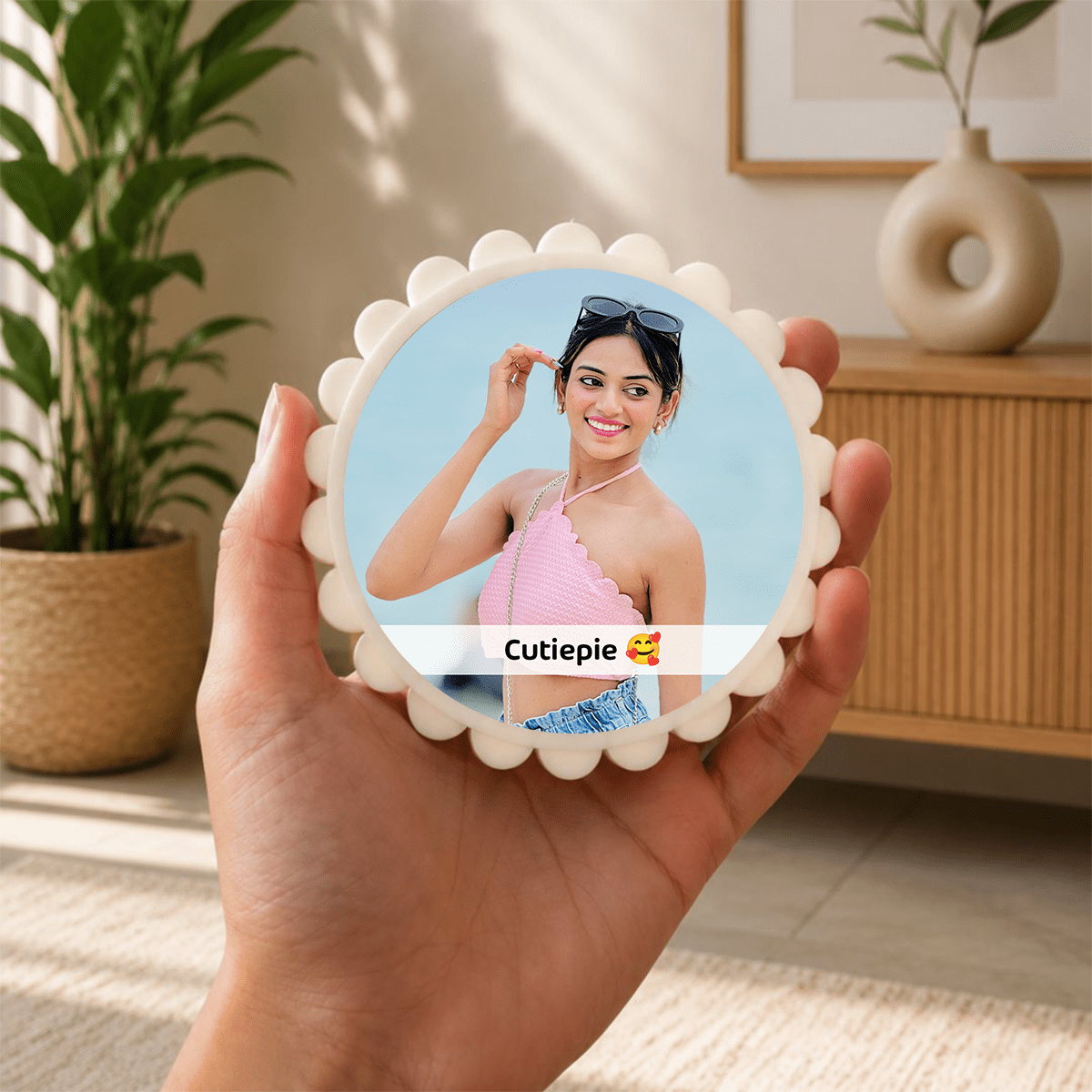 Customized Round Photo Night Lamp with Message