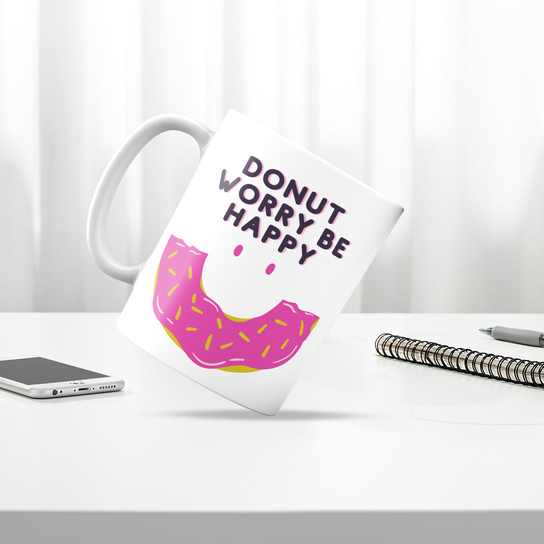 Donut worry be happy mug