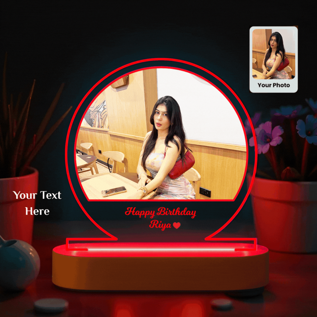 Customized Round Acrylic Photo Night Lamp