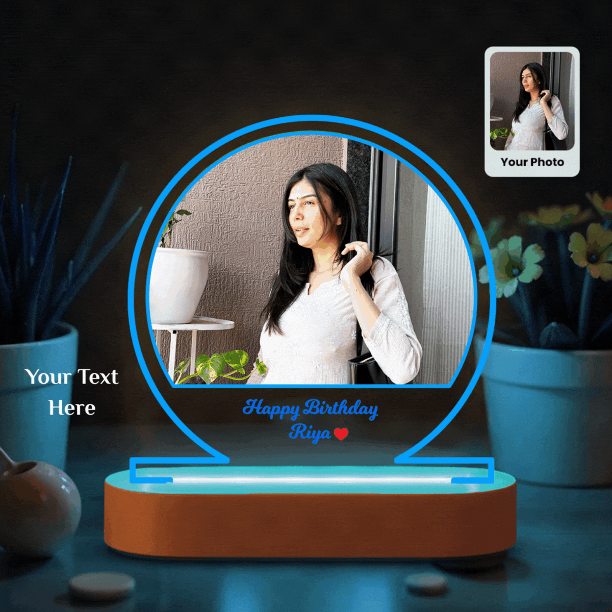 Customized Round Acrylic Photo Night Lamp